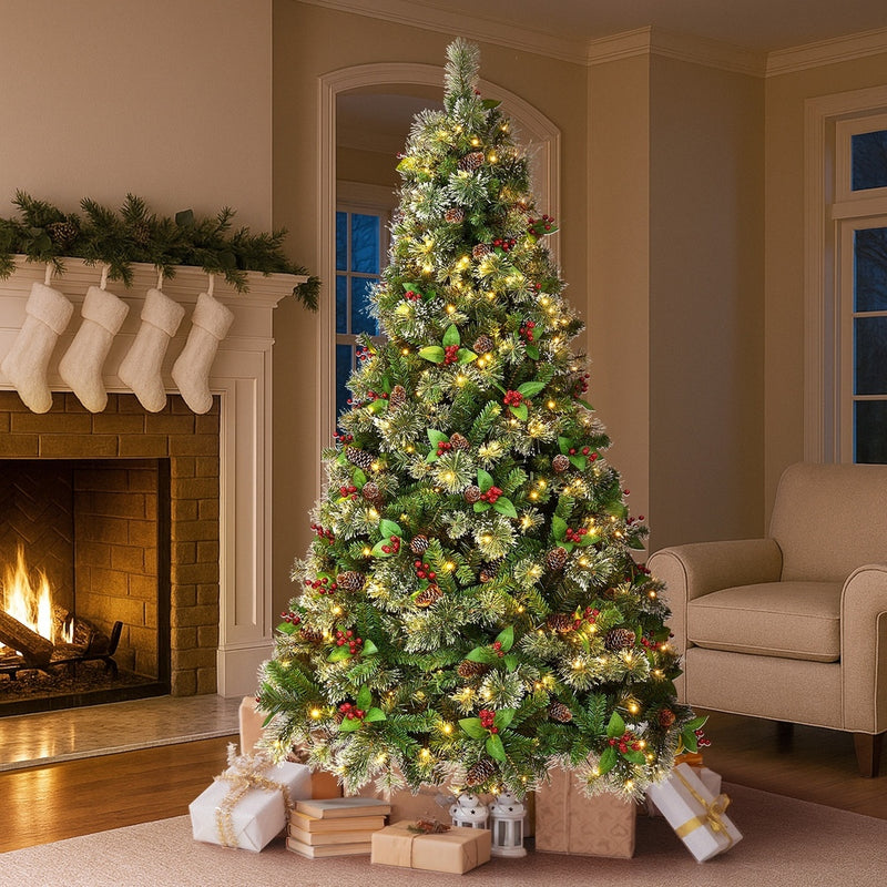 Tinseltown LED Christmas Tree 2.1M 7FT with Lights Ornaments Green