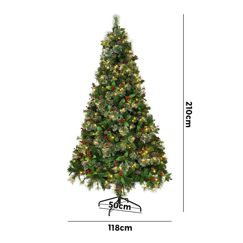 Tinseltown LED Christmas Tree 2.1M 7FT with Lights Ornaments Green