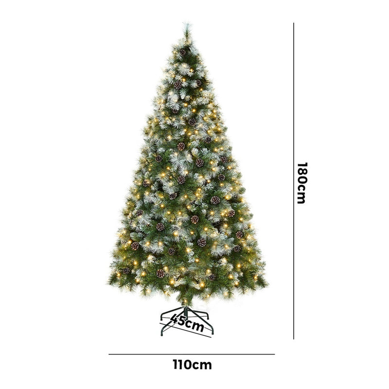 Tinseltown LED Christmas Tree 1.8M 6FT Pre-lit Light 8 Flash Modes Pine Cones