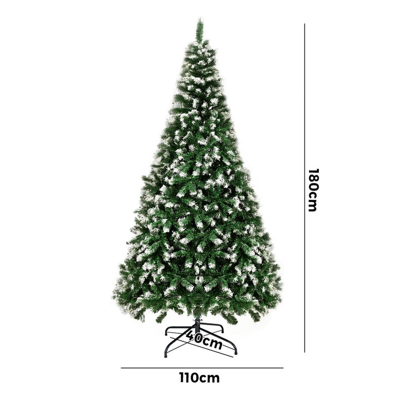Christmas Tree 1.8M 6FT Snowy Decor Green 830 Tips