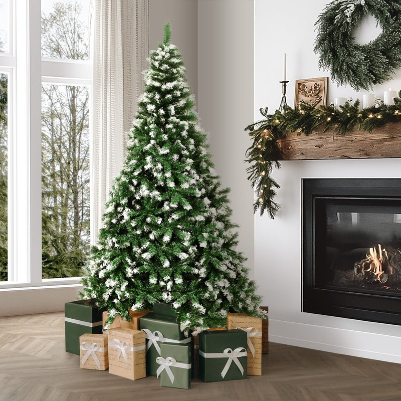 Mazam Christmas Tree 2.1M 7FT Snowy Decor Green 1050 Tips
