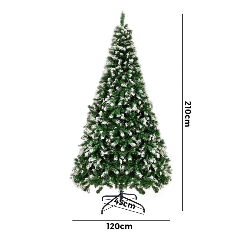 Mazam Christmas Tree 2.1M 7FT Snowy Decor Green 1050 Tips