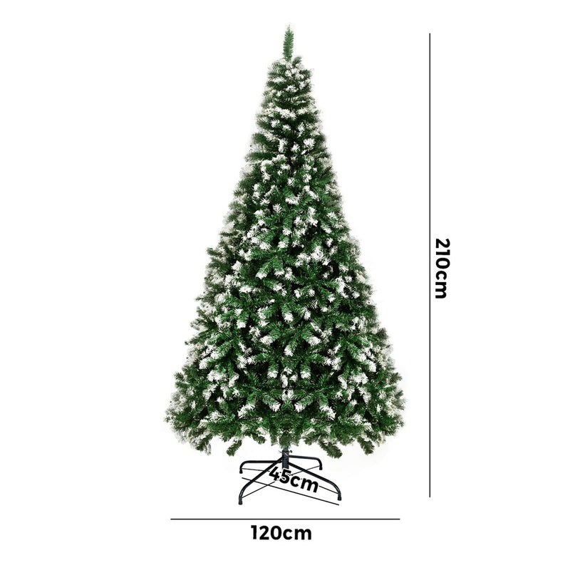 Christmas Tree 2.1M 7FT Snowy Decor Green 1050 Tips
