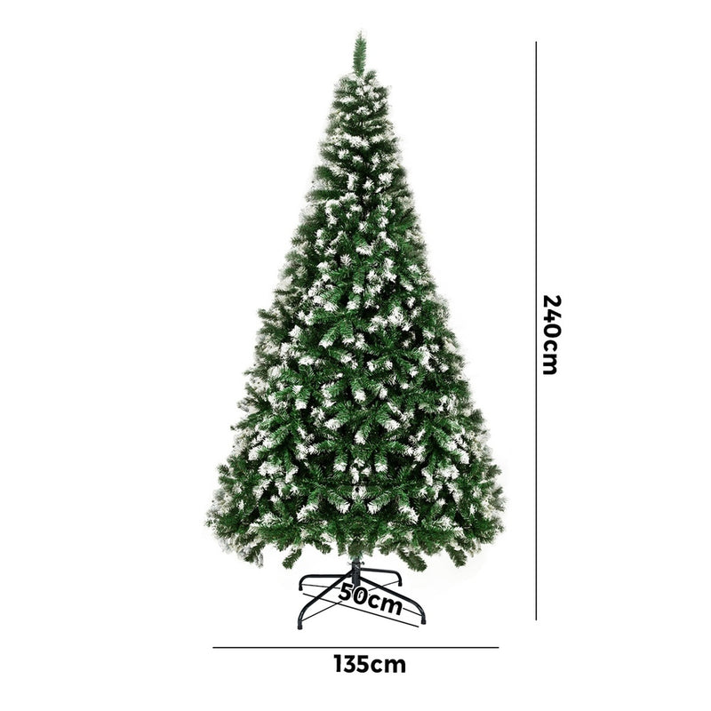 Mazam Christmas Tree 2.4M 8FT Snowy Decor Green 1480 Tips