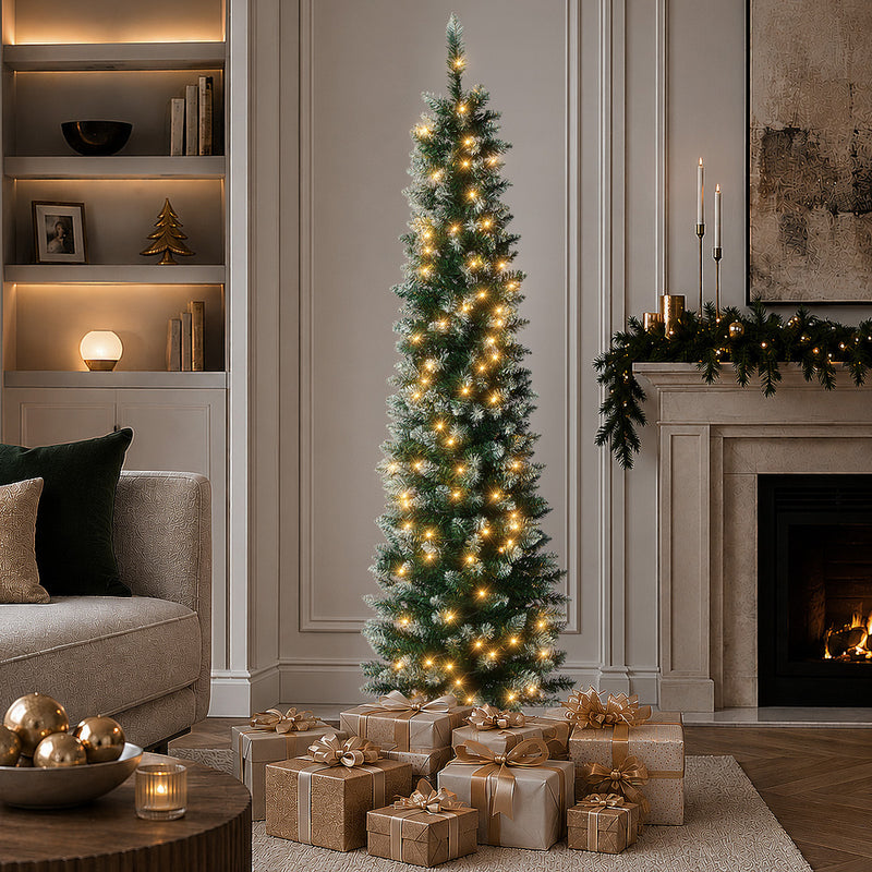 Tinseltown Slim LED Christmas Tree 6FT 1.8M Green White 300 Tips