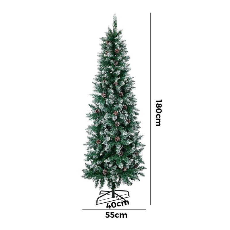 Tinseltown Slim Christmas Tree 6FT 1.8M Pine Cones Green 480 Tips
