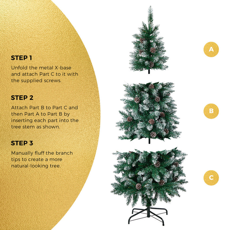 Tinseltown Slim Christmas Tree 6FT 1.8M Pine Cones Green 480 Tips