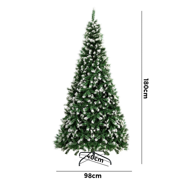 Christmas Tree 1.8M 6FT Snowy Xmas Decorations Home Decor Green 800 tips