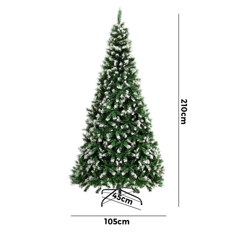 Mazam Christmas Tree 2.1M 7FT Snowy Green 1000 tips