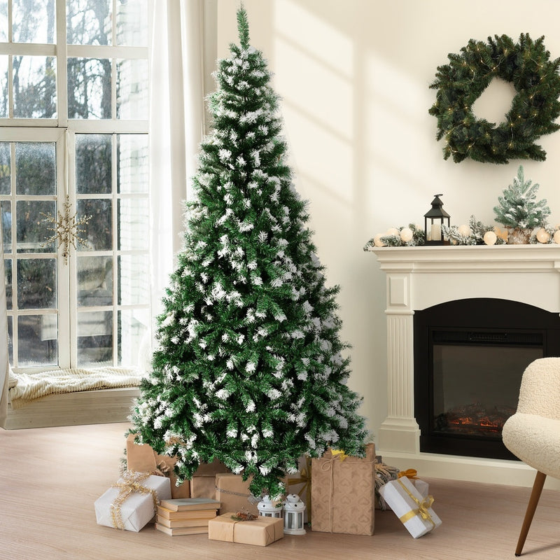 Christmas Tree 2.4M 8FT Snowy Xmas Decorations Home Decor Green 1400 tips