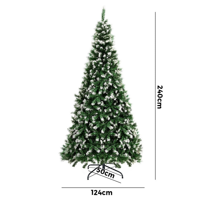 Christmas Tree 2.4M 8FT Snowy Xmas Decorations Home Decor Green 1400 tips