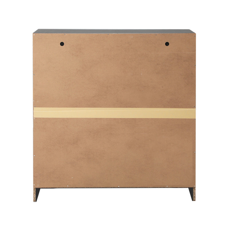 Oikiture 5 Chest of Drawers Dresser Rattan Black