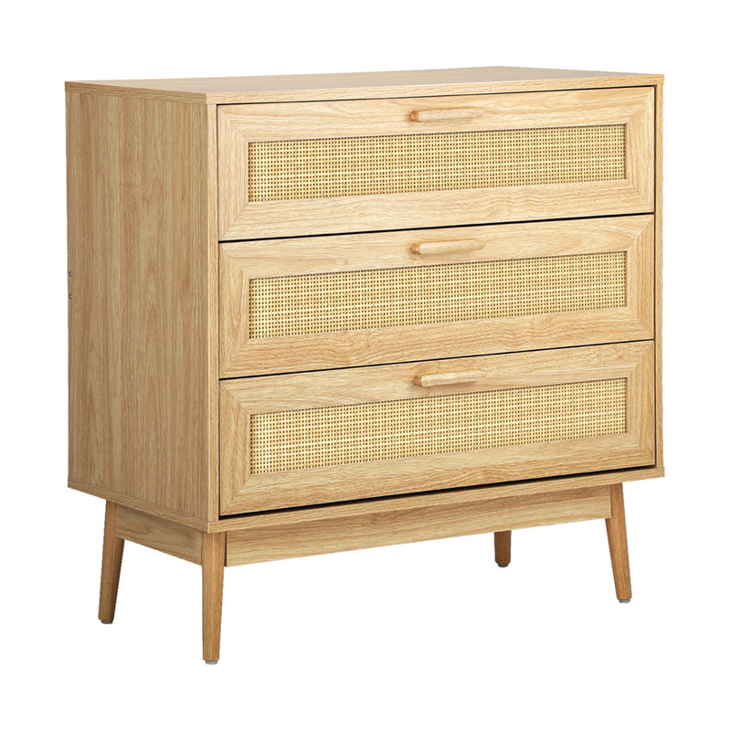 Oikiture 3 Chest of Drawers Clothes Storage Rattan