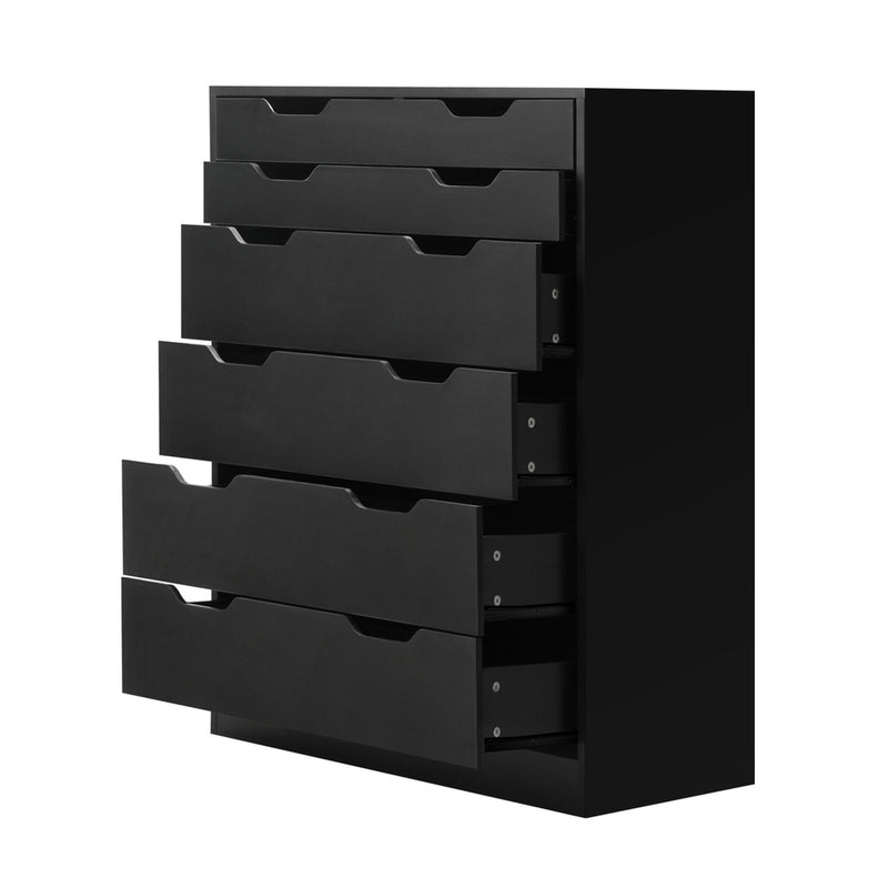 Oikiture 6 Chest of Drawers Air Gap Handles Black