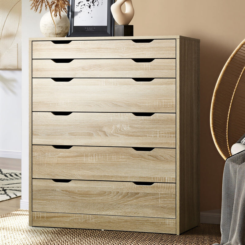 Oikiture 6 Chest of Drawers Tallboy Wooden