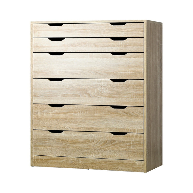 Oikiture 6 Chest of Drawers Tallboy Wooden