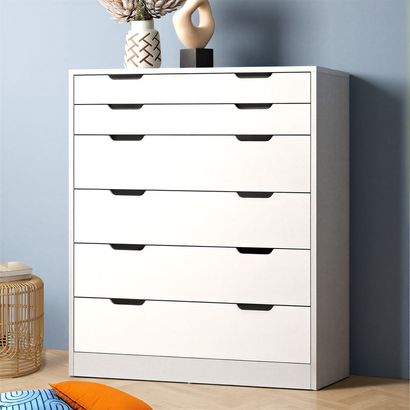 Oikiture 6 Chest of Drawers Tallboy White