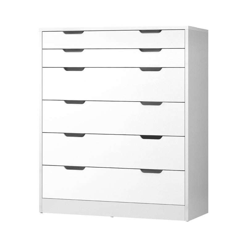 Oikiture 6 Chest of Drawers Tallboy White