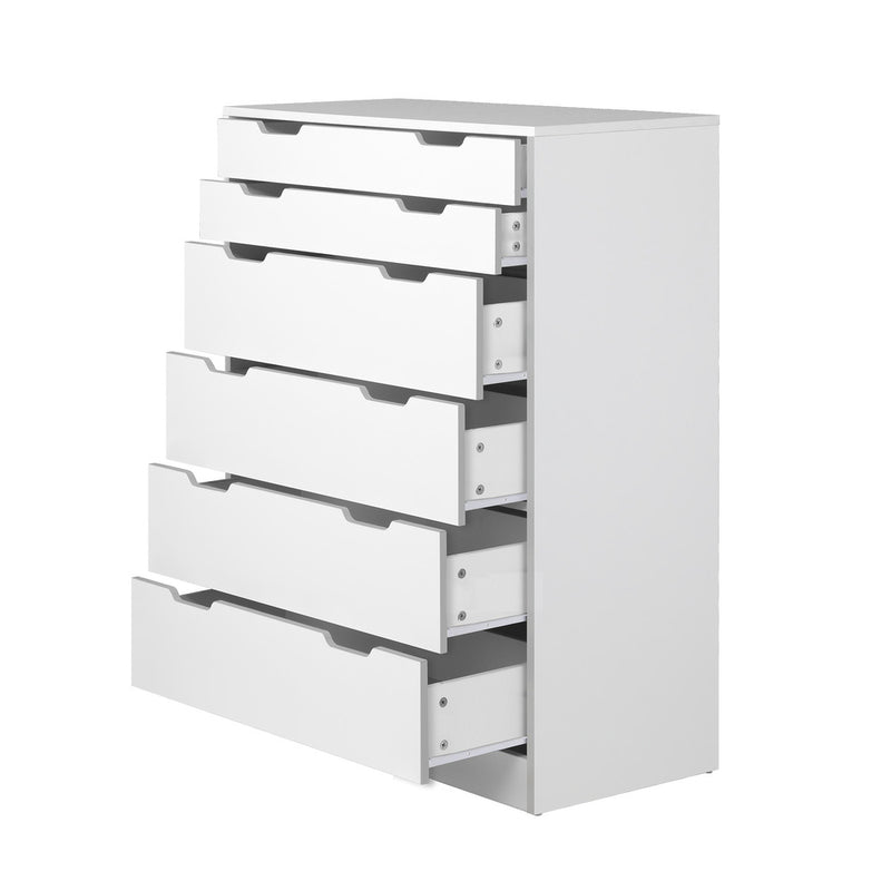 Oikiture 6 Chest of Drawers Tallboy White