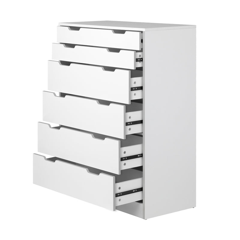 Oikiture 6 Chest of Drawers Tallboy White