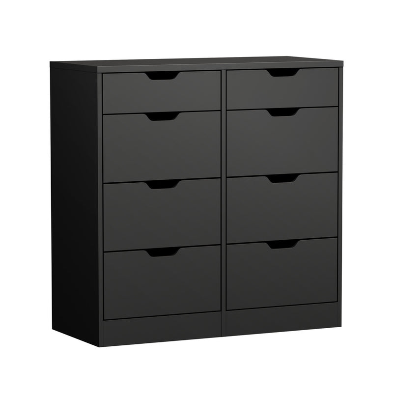 Oikiture 8 Chest of Drawers Tallboy Cabinet Bedroom Storage Black