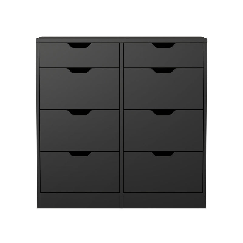 Oikiture 8 Chest of Drawers Tallboy Cabinet Bedroom Storage Black