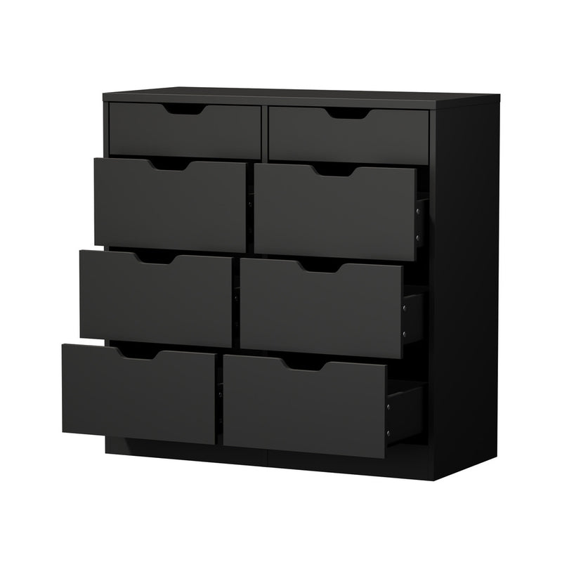 Oikiture 8 Chest of Drawers Tallboy Cabinet Bedroom Storage Black