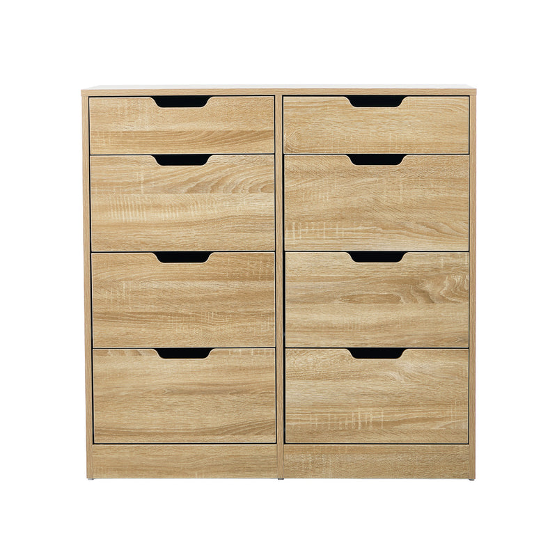 Oikiture 8 Chest of Drawers Tallboy Cabinet Bedroom Storage Natural