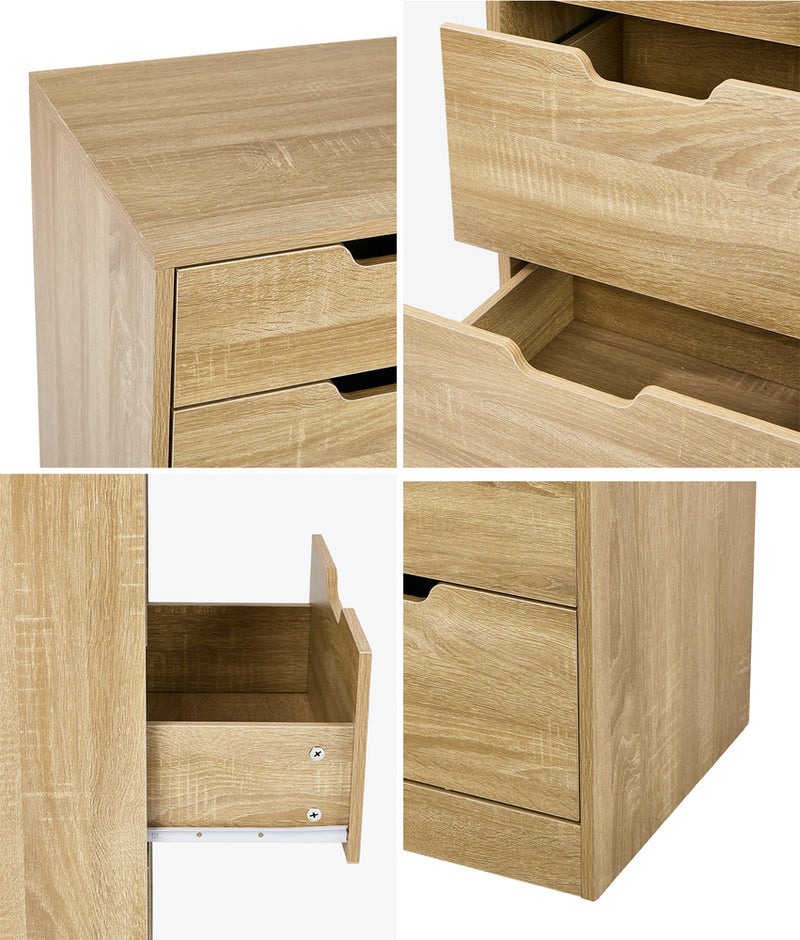 Oikiture 8 Chest of Drawers Tallboy Cabinet Bedroom Storage Natural