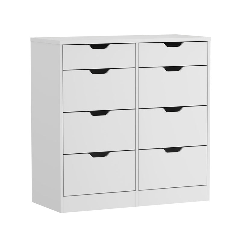 Oikiture 8 Chest of Drawers Tallboy Cabinet Bedroom Storage White