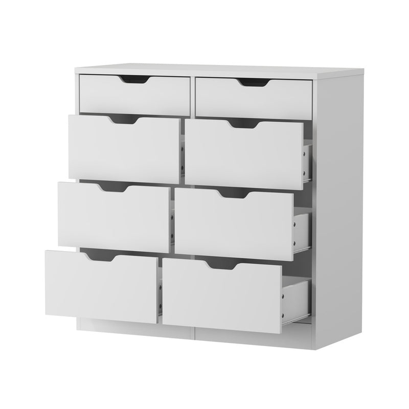 Oikiture 8 Chest of Drawers Tallboy Cabinet Bedroom Storage White