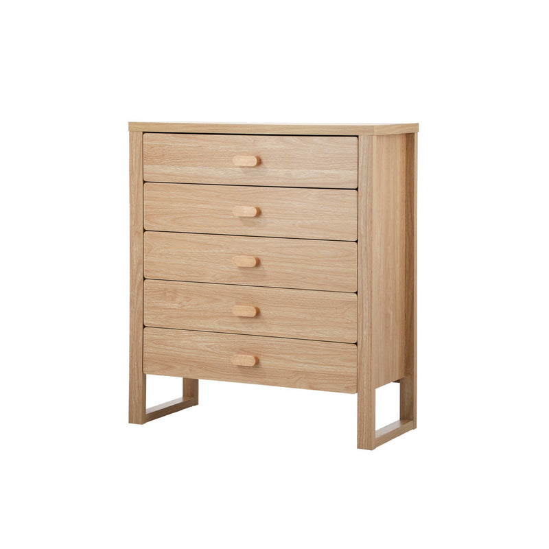 Oikiture 5 Chest of Drawers Dresser Tallboy Storage Bedroom Natural