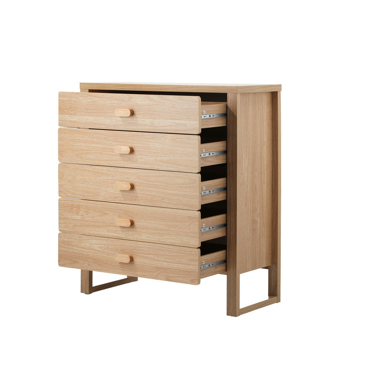 Oikiture 5 Chest of Drawers Dresser Tallboy Storage Bedroom Natural