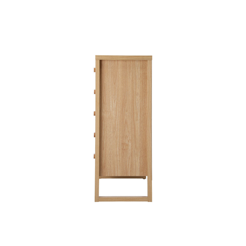 Oikiture 5 Chest of Drawers Dresser Tallboy Storage Bedroom Natural