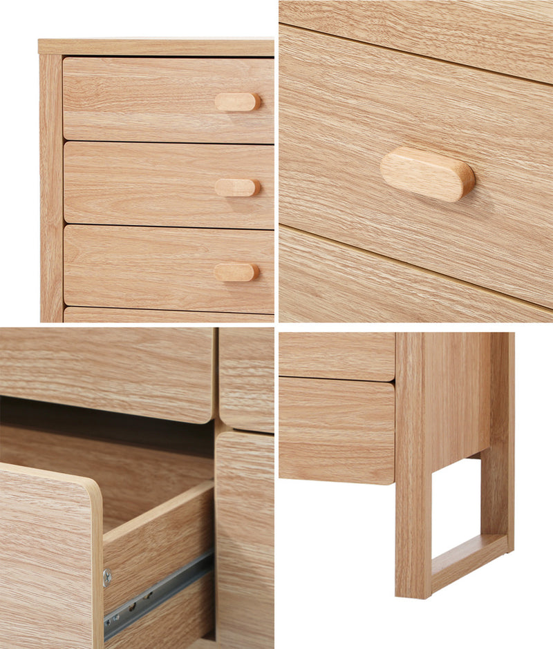 Oikiture 5 Chest of Drawers Dresser Tallboy Storage Bedroom Natural