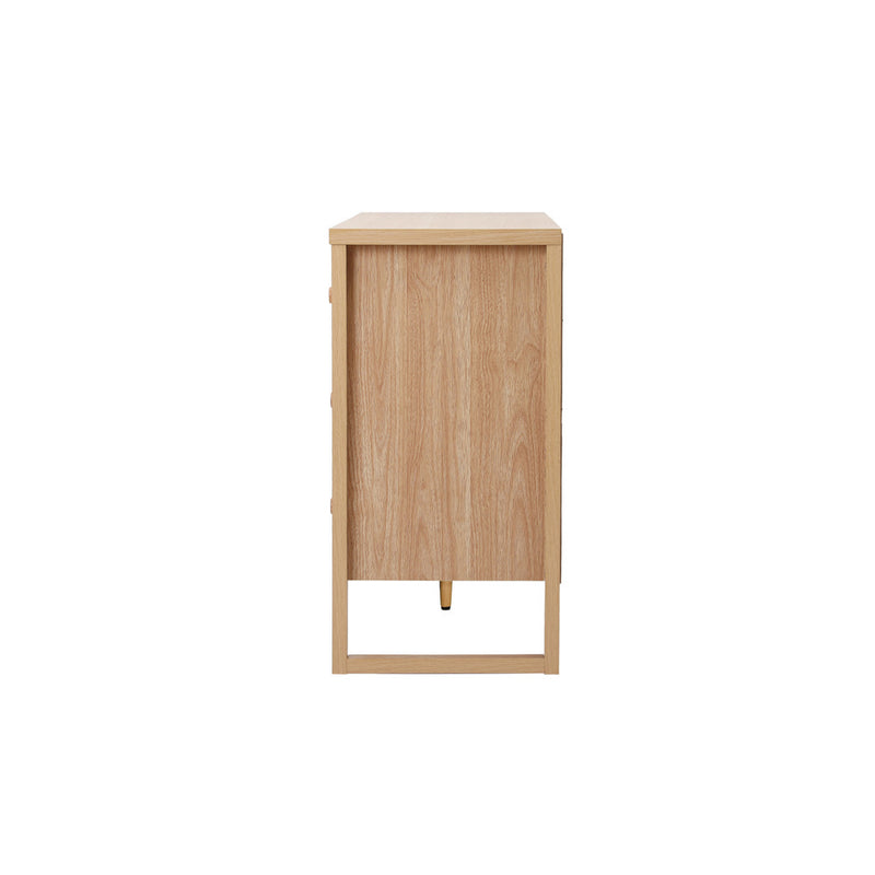 Oikiture 6 Chest of Drawers Dresser Lowboy Storage Bedroom Natural