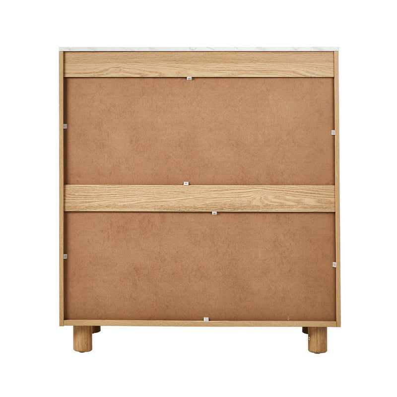 Oikiture 4 Chest of Drawers Dresser Faux Marble Top Natural