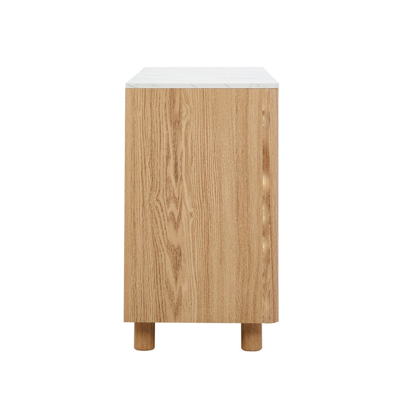 Oikiture 6 Chest of Drawers Dresser Faux Marble Top Natural