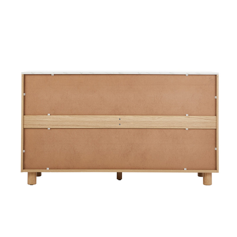 Oikiture 6 Chest of Drawers Dresser Faux Marble Top Natural