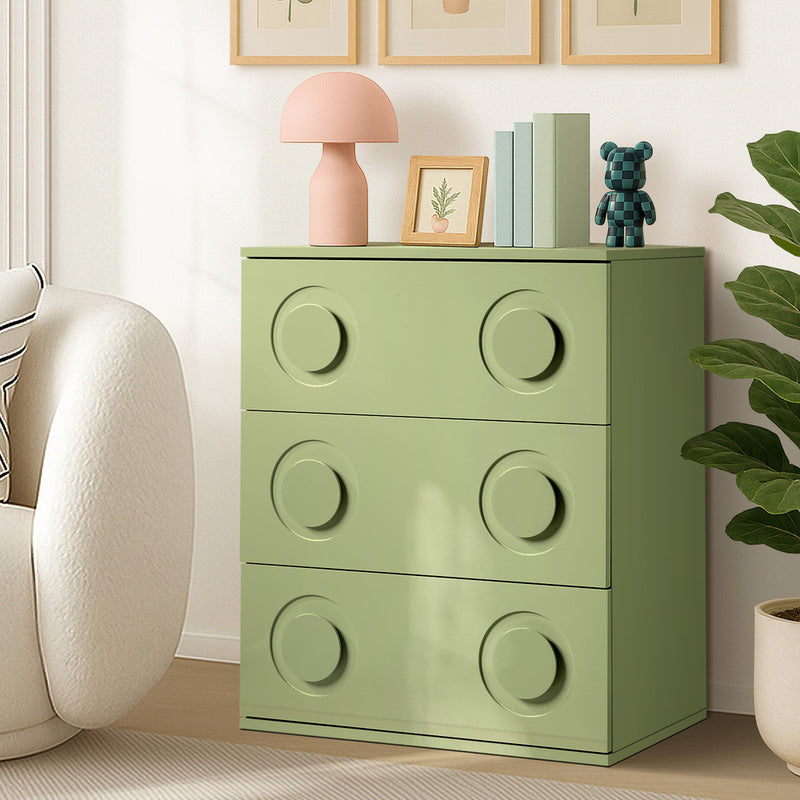 Oikiture 3 Chest of Drawers Cabinet Bedroom Dresser Night Stand Green