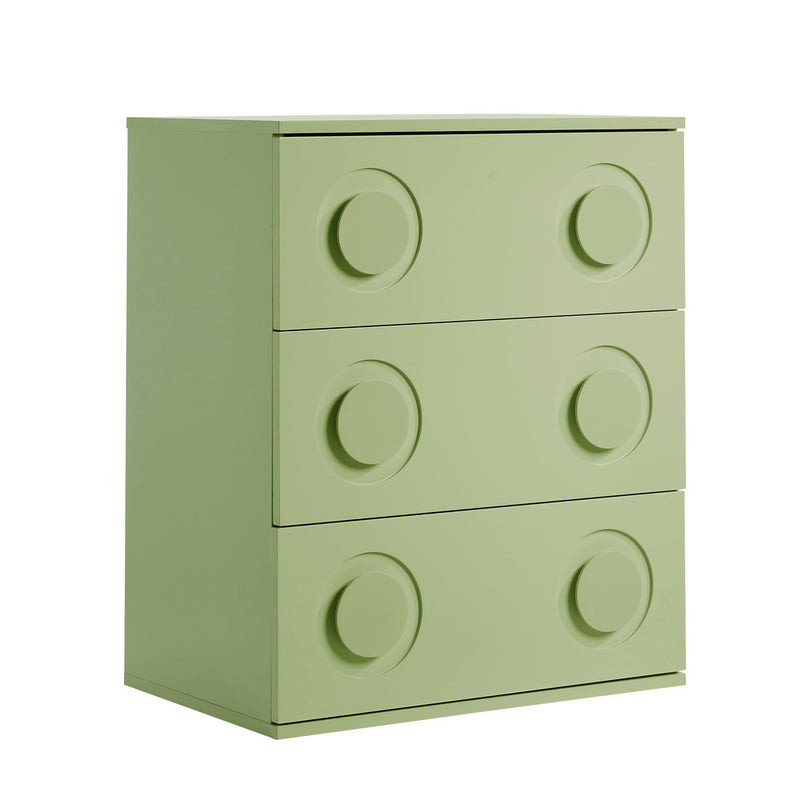 Oikiture 3 Chest of Drawers Cabinet Bedroom Dresser Night Stand Green