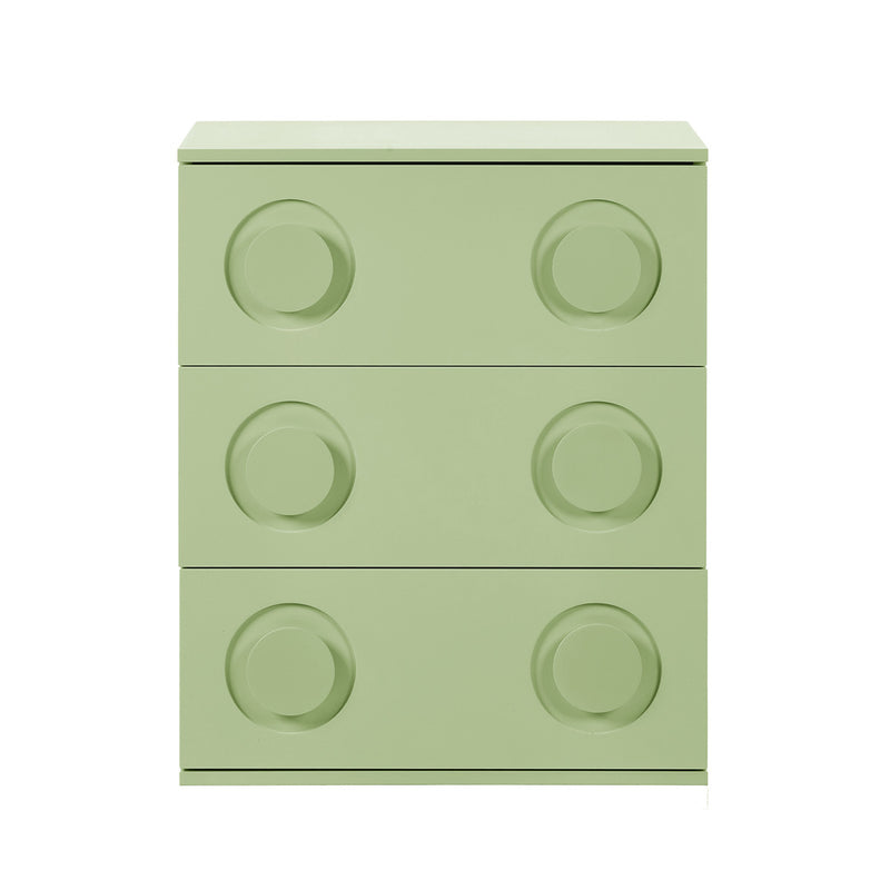 Oikiture 3 Chest of Drawers Cabinet Bedroom Dresser Night Stand Green
