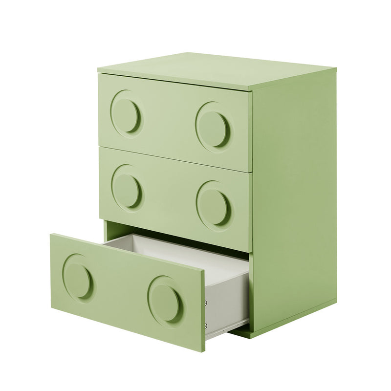Oikiture 3 Chest of Drawers Cabinet Bedroom Dresser Night Stand Green