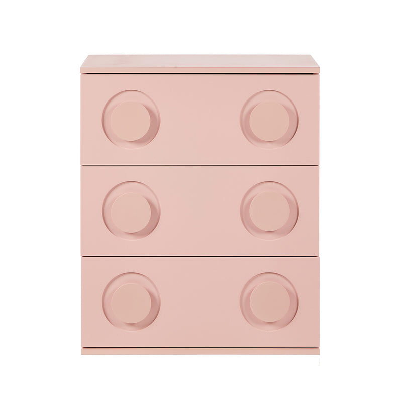Oikiture 3 Chest of Drawers Cabinet Bedroom Dresser Night Stand Pink
