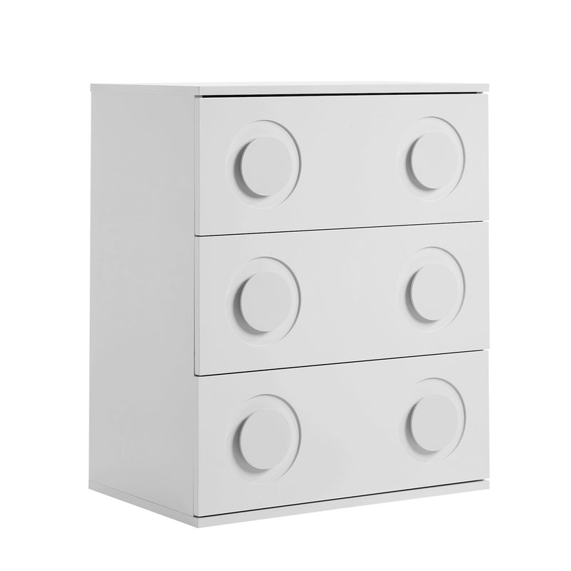 Oikiture 3 Chest of Drawers Cabinet Bedroom Dresser Night Stand White