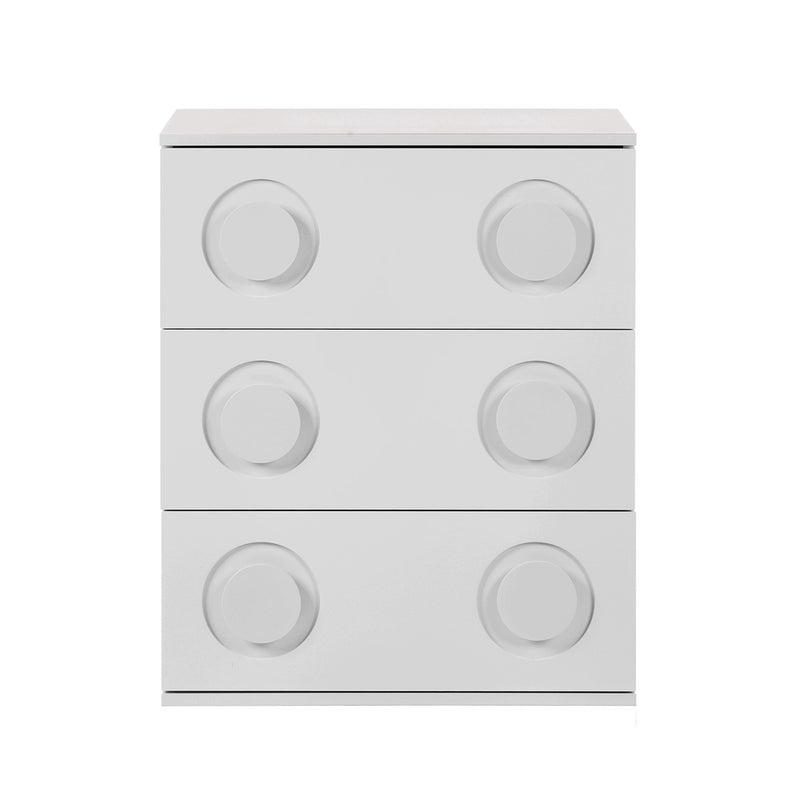Oikiture 3 Chest of Drawers Cabinet Bedroom Dresser Night Stand White