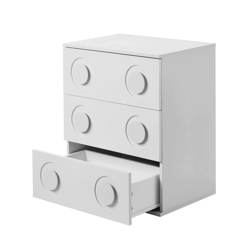 Oikiture 3 Chest of Drawers Cabinet Bedroom Dresser Night Stand White