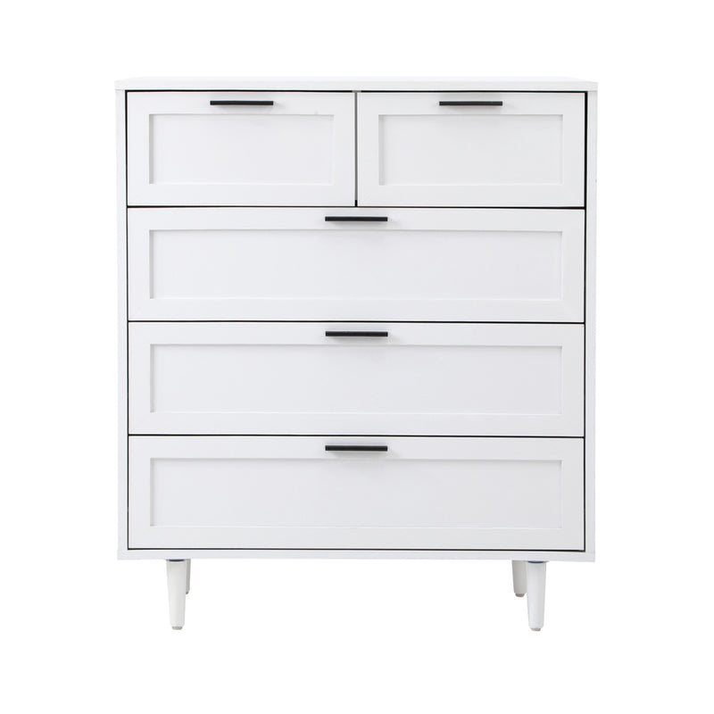 Oikiture 5 Chest of Drawers Dresser Tallboy White