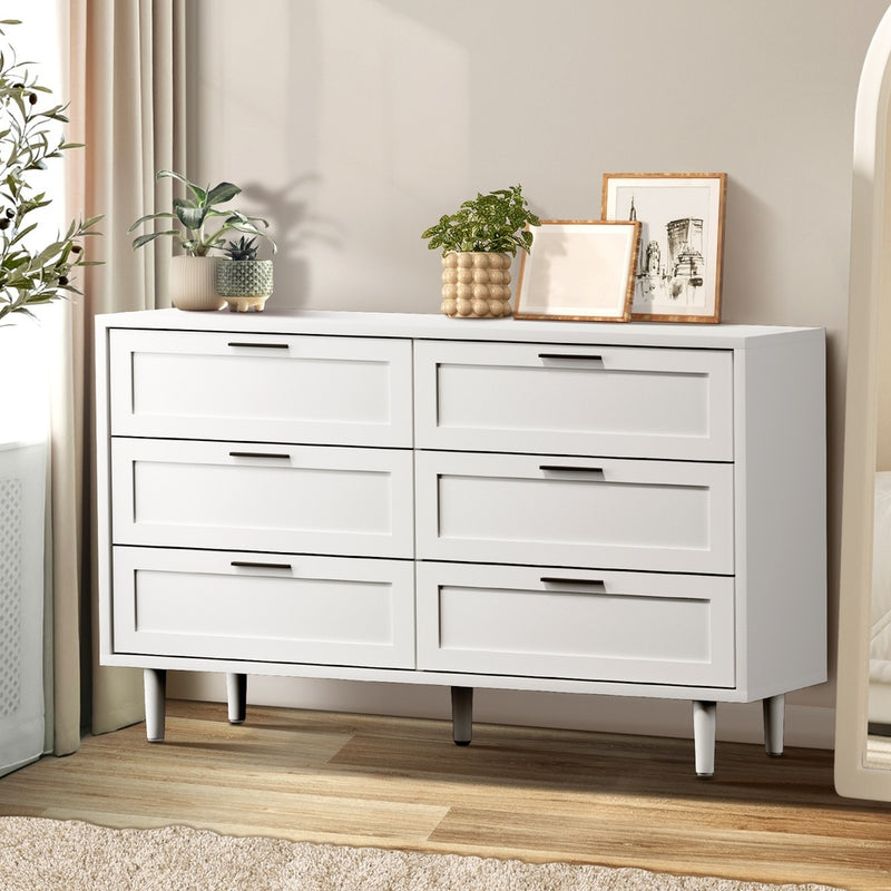 Oikiture 6 Chest of Drawers Dresser Tallboy White