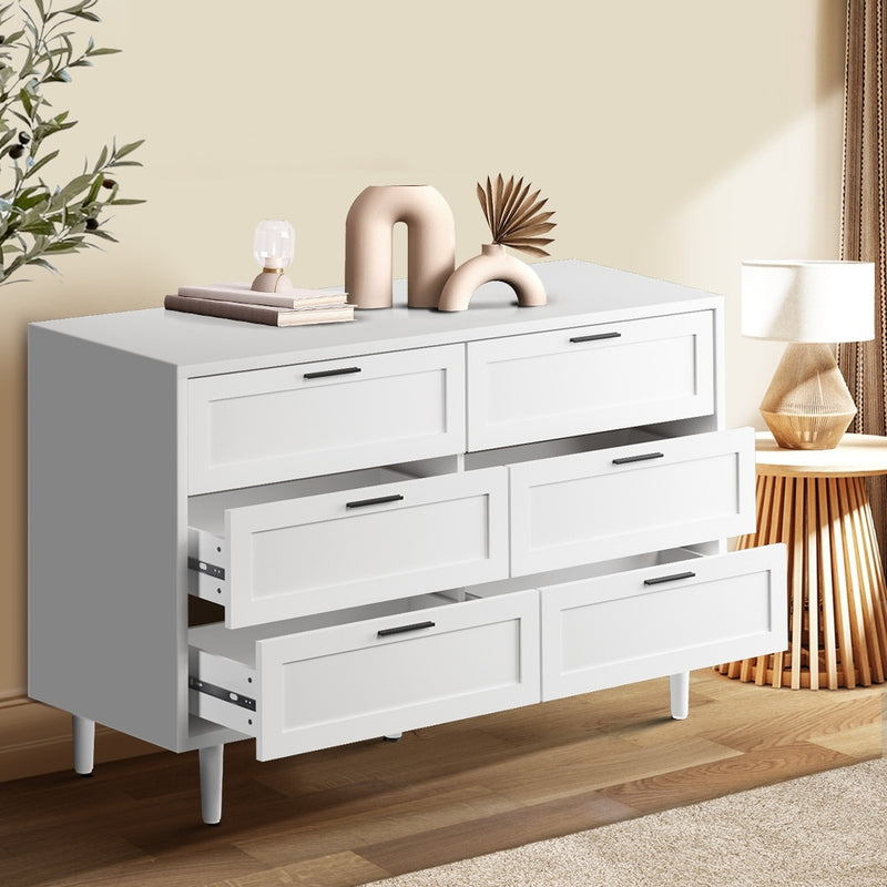 Oikiture 6 Chest of Drawers Dresser Tallboy White